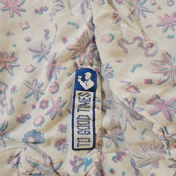 Rowdy Gentlmen Hawaiian Shirt, Blue/Pink Starfish Design,Large - Picture 8 of 11